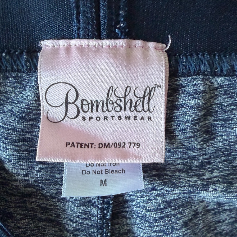 Bombshell Navy Mesh Knee Panel Stripe Leggings Size M - Picture 5 of 6